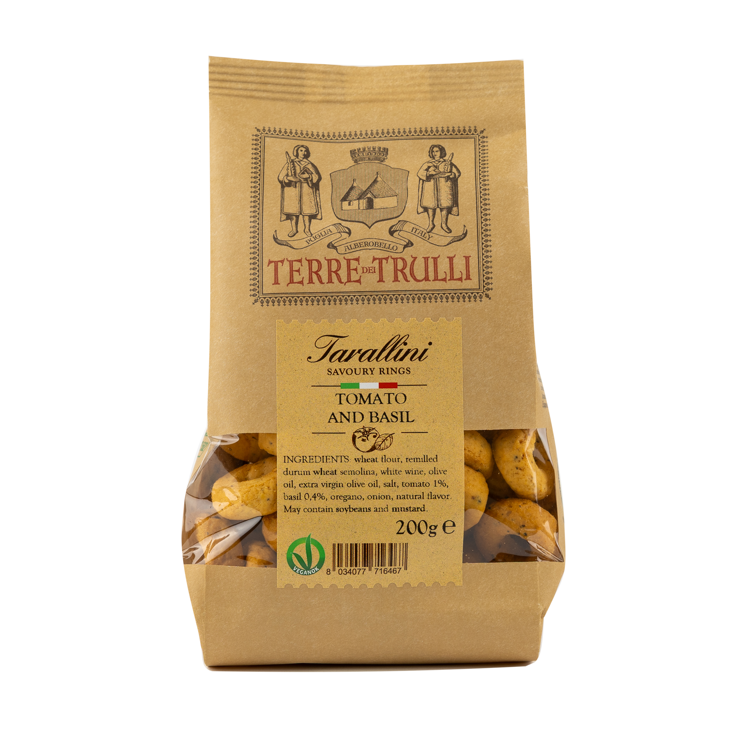 TARALLINI SU POMIDORAIS IR BAZILIKU 200g