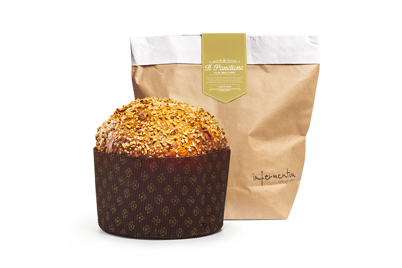 Kalėdinis pyragas panetonė (panettone) su karamelizuotais obuoliais, figomis ir lazdyno riešutais 1kg